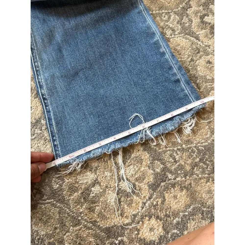 Altar’d State High Rise Distressed Flare Jeans Women 28 Raw Hem Button Fly Denim